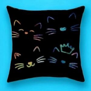 Cartoon Cat Design Colorful Kitty Pattern Zippered Pillowcase for Accent Pillow